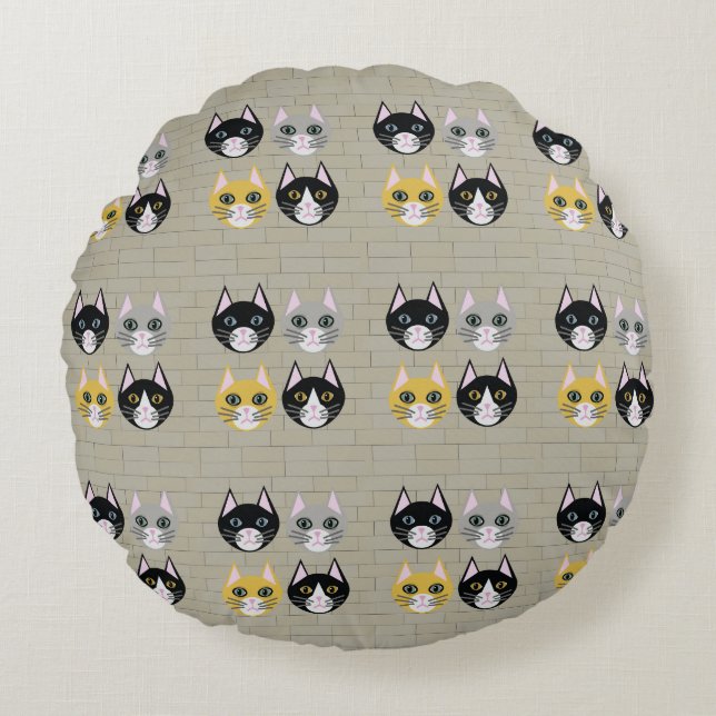 Cats brick rond kussen (Voorkant)