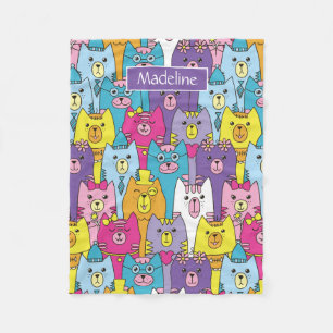 Cats Cats Pattern (kleurrijke Cartoon), speciaal g Fleece Deken
