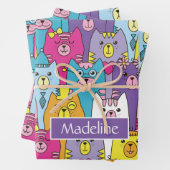 Cats Cats Pattern (kleurrijke Cartoon), speciaal g Inpakpapier Vel (In situ)