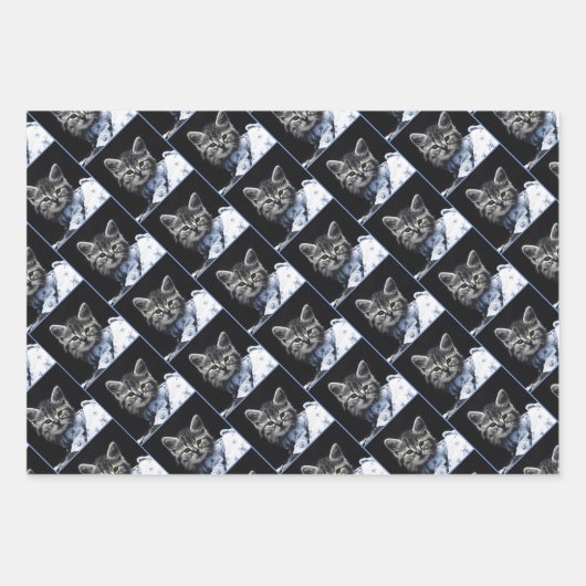 Cats celebrating a birthday with cake and candles inpakpapier vel (Voorkant 3)