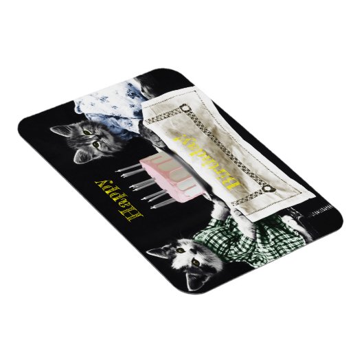 Cats celebrating a birthday with cake and candles magneet (Rechterzijde)