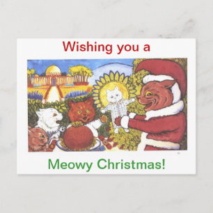 Cats' Christmas beroemd gemaakt door Louis Wain Feestdagenkaart