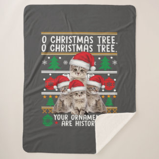 Cats Christmas Shirt Funny Ornaments Pajama Family Sherpa Deken