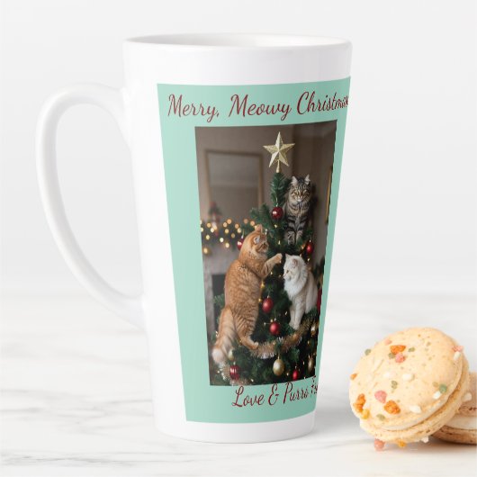 Cats Christmas Tree, Image Names Text, Customize, Latte Mok (In situ)