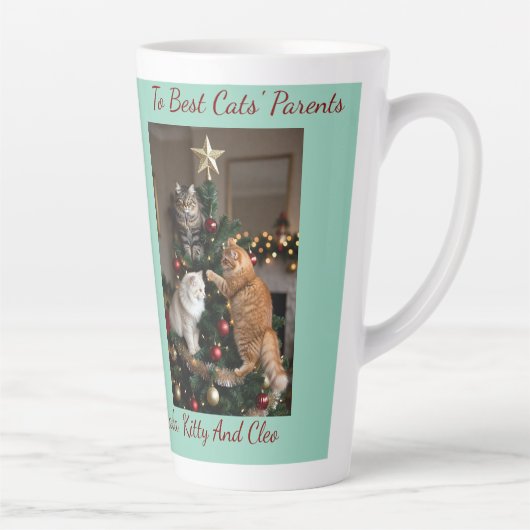 Cats Christmas Tree, Image Names Text, Customize, Latte Mok (Rechts)