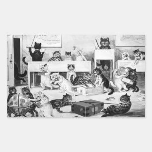 Cats Classroom Discipline, Louis Wain Rechthoekige Sticker