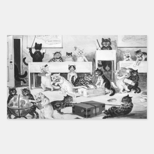 Cats Classroom Discipline, Louis Wain Rechthoekige Sticker (Voorkant)