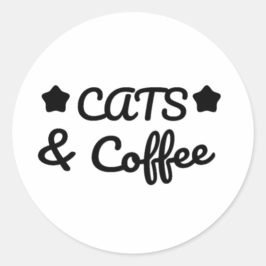 Cats & Coffee - Cat Lover Gift Ronde Sticker (Voorkant)