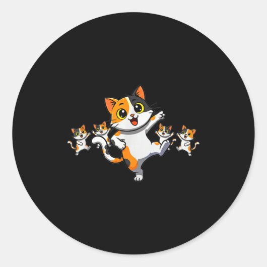 Cats Dancing Funny Cat Lover For Women Kitty Graph Ronde Sticker (Voorkant)