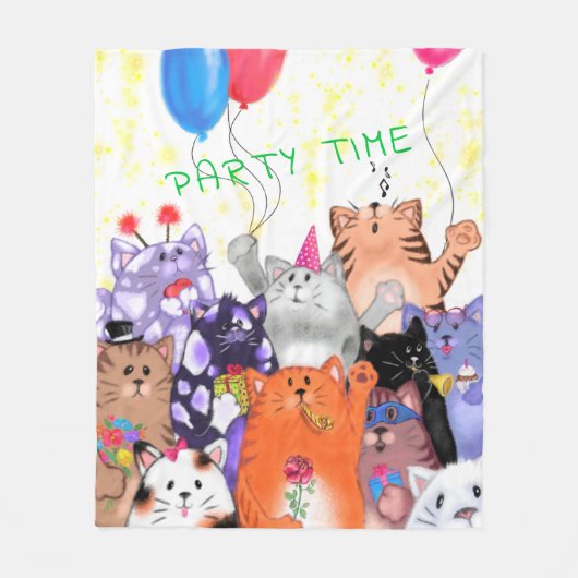 Cats de fête - Couverture en polaire - Texte perso (Devant)