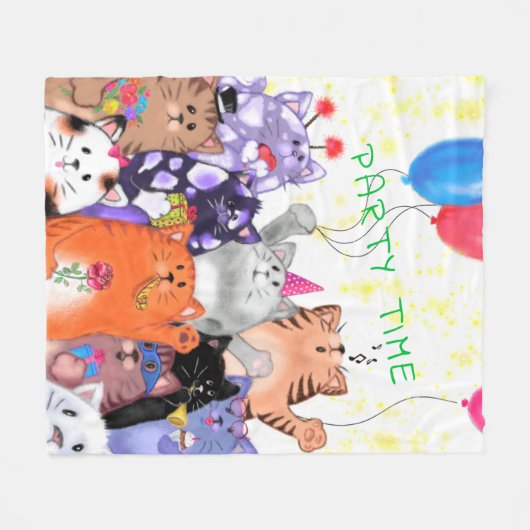 Cats de fête - Couverture en polaire - Texte perso (Devant (Horizontal))