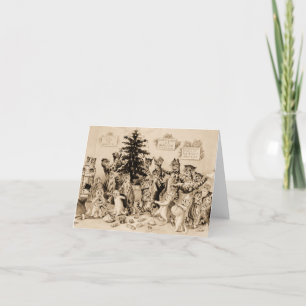 Cats Decorating Christmas Tree by Louis Wain Bedankkaart