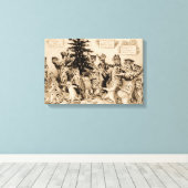 Cats Decorating Christmas Tree by Louis Wain Canvas Afdruk (Insitu (Houten vloer))