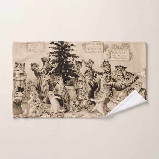 Cats Decorating Christmas Tree by Louis Wain Handdoek (Handdoek)