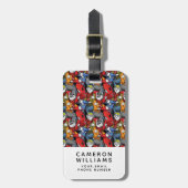 Cats & Dogs Scooter Pattern | Jouw namen toevoegen Bagagelabel (Voorkant verticaal)