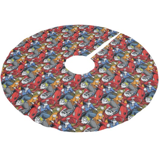 Cats & Dogs Scooter Pattern Kerstboom Rok (Gekanteld)