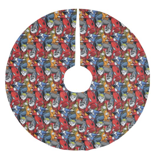 Cats & Dogs Scooter Pattern Kerstboom Rok (Voorkant)