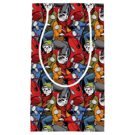 Cats & Dogs Scooter Pattern Klein Cadeauzakje (Voorkant)