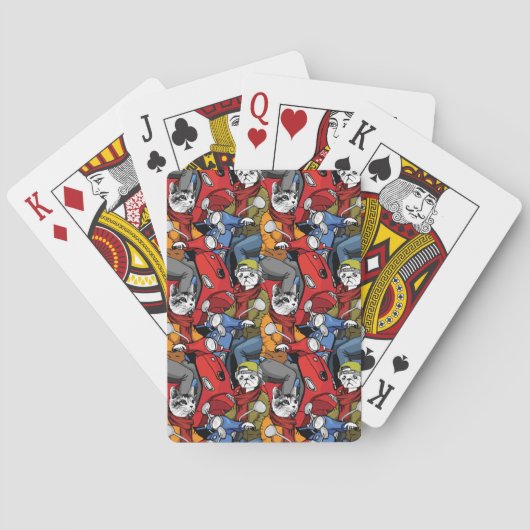 Cats & Dogs Scooter Pattern Pokerkaarten (Achterkant)