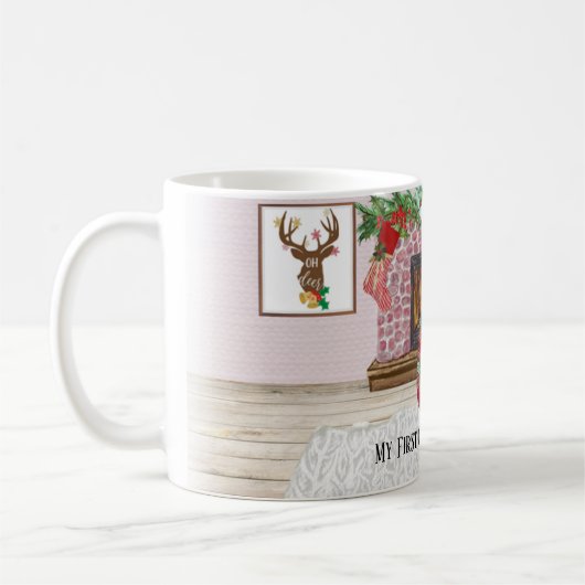 Cat's eerste kerst gepersonaliseerd koffiemok (Links)