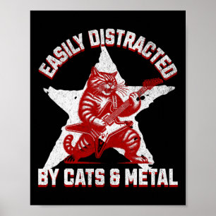 Cats en Metal Fan Music Metalhead Heavy Rock Star Poster