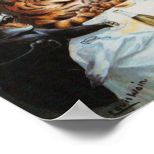 Cats Enjoying Cigars & Brandy, Louis Wain Poster (Hoek)