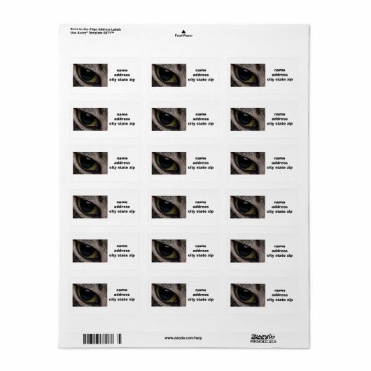 "CAT'S EYE" RETOURADRESLABEL ETIKET (Full Sheet)