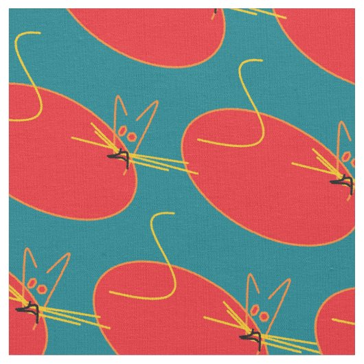 Cats Fabric Pattern Stof (Close Up)