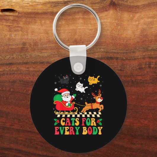 Cats For Everybody Christmas Cat Funny Xmas Women Sleutelhanger (Voorkant)
