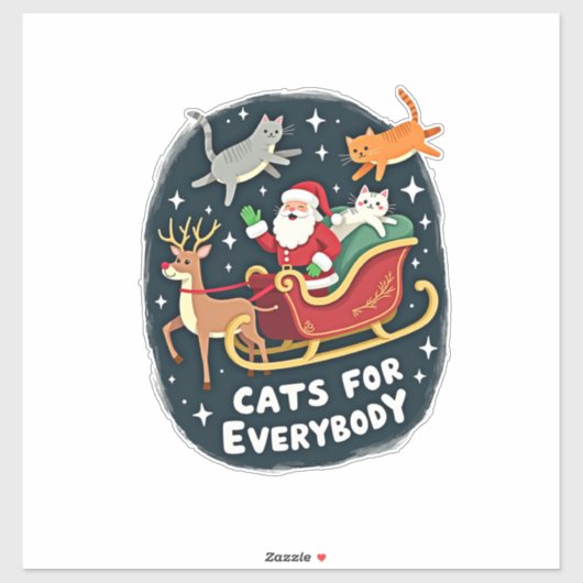 Cats For Everybody Christmas Cat Funny Xmas Women Sticker (Vel)