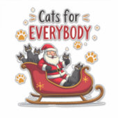 Cats For Everybody Christmas Cat Funny Xmas Women Sticker (Voorkant)