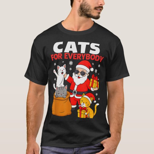 Cats For Everybody Funny Christmas Cat Xmas Santa T-shirt (Voorkant)
