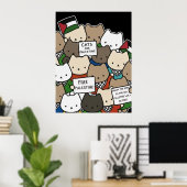 Cats for Palestine – Kawaii Cats for Justice Poster (Thuiskantoor)