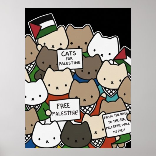 Cats for Palestine – Kawaii Cats for Justice Poster (Voorkant)