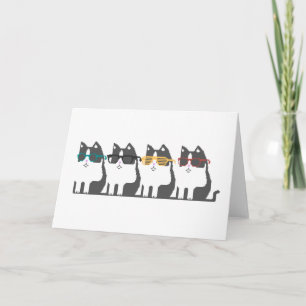 Cats In Glasses Row Pixel Art Greeting Card Kaart