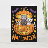 Cats In Pumpkin Cute Halloween Kitties Funny Kaart (Voorkant)