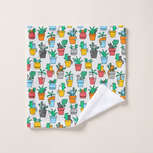 Cats in the flowerpots bad handdoek (Wasdoekje)