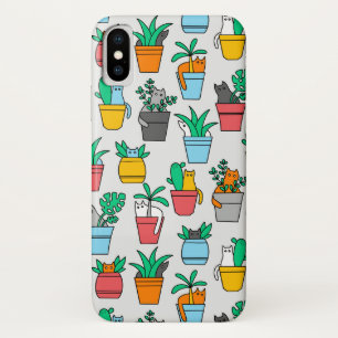 Cats in the flowerpots iPhone x hoesje