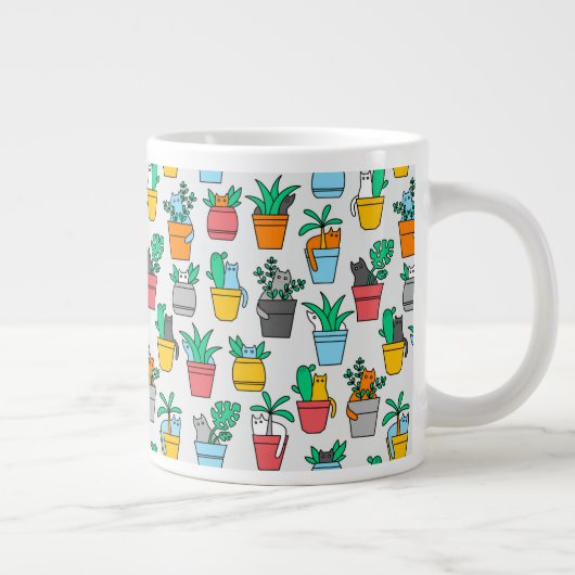 Cats in the flowerpots extra grote beker (Rechts)