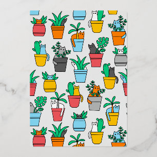 Cats in the flowerpots folie uitnodiging