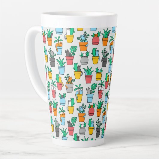 Cats in the flowerpots latte mok (Linkerhoek)