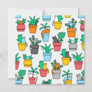 Cats in the flowerpots magnetische uitnodiging