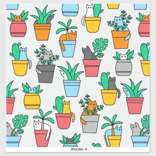 Cats in the flowerpots sticker (Vel)