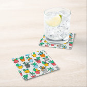 Cats in the flowerpots vierkante kartonnen onderzetter (Insitu)