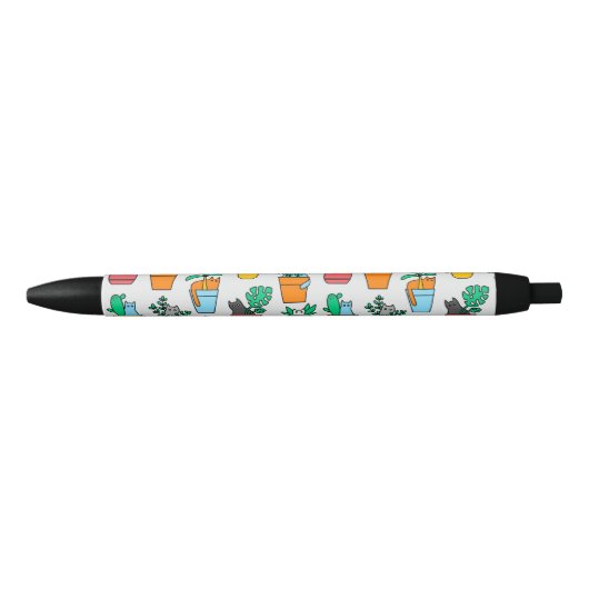 Cats in the flowerpots zwarte inkt pen (Voorkant)