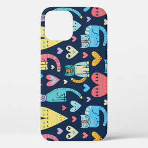 Cats Love: Kleurrijke Naadloos iPhone 12 Hoesje