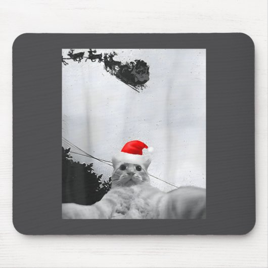 Cats Meme Funny Cat Selfie With Santa Hat Christma Muismat (Voorkant)