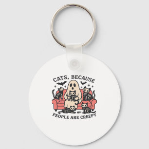 Cats Mensen Zijn Enge Skelet Halloween T-Shirt Ove Sleutelhanger