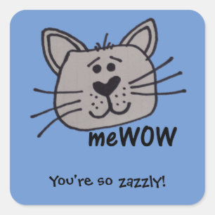 Cat's meWOW Goed Werk Sticker Vierkant