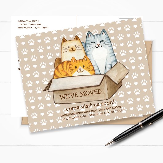 Cats mignons illustration déplacement faire-part